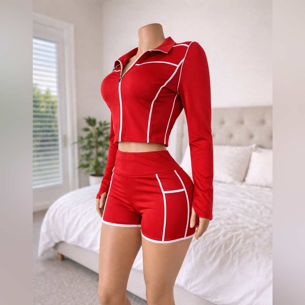 Sculpt Zip-Up Crop Jacket & High-Waist Short Set - Picture 4 of 5